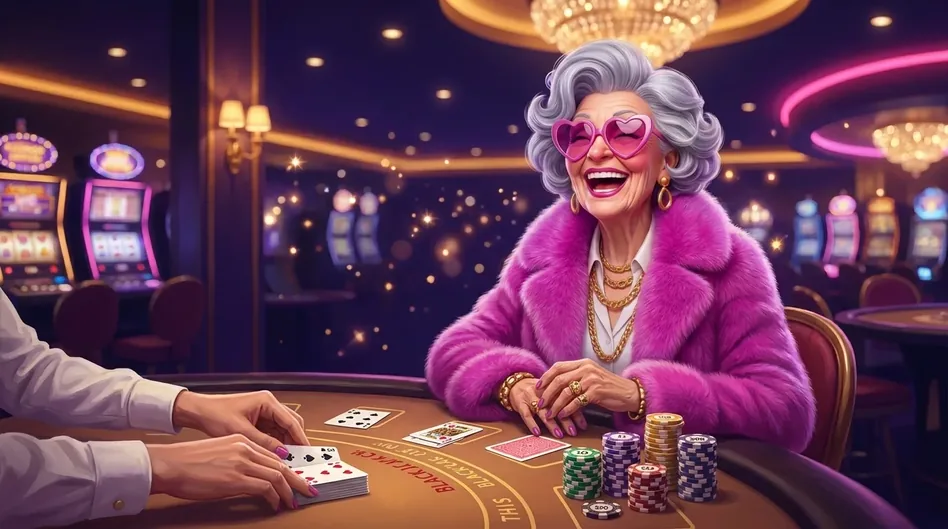 La Nonna ospite al tavolo di blackjack